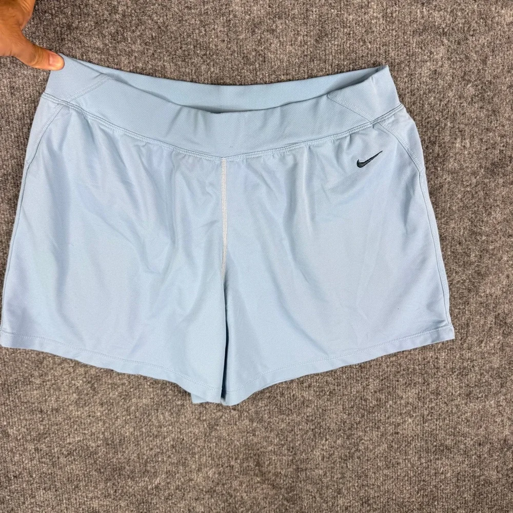 Nike Athletic Shorts Womens Size M Blue Sphere Dry Running Breathable Mesh Good